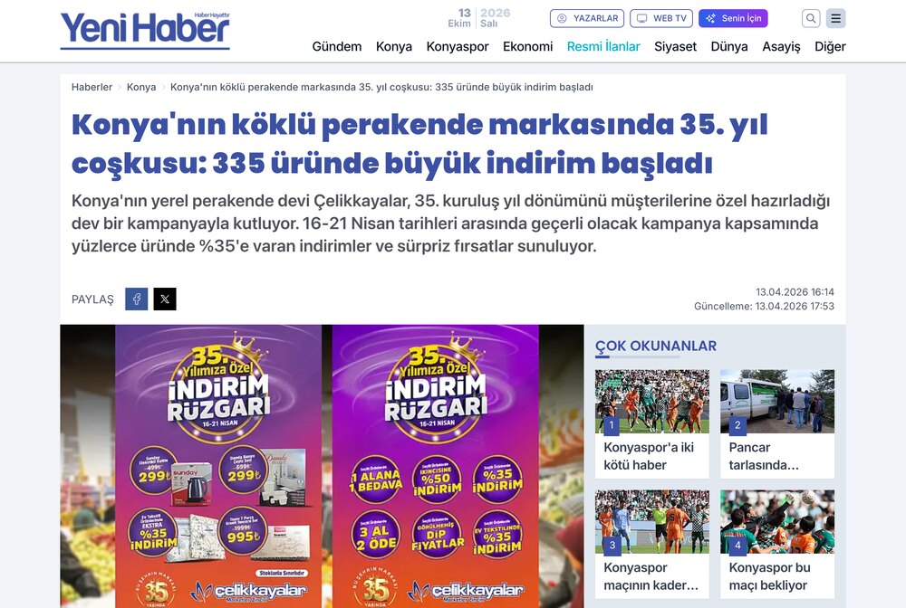 35. Yıl Coşkusu: 335 Üründe Büyük İndirim Başladı