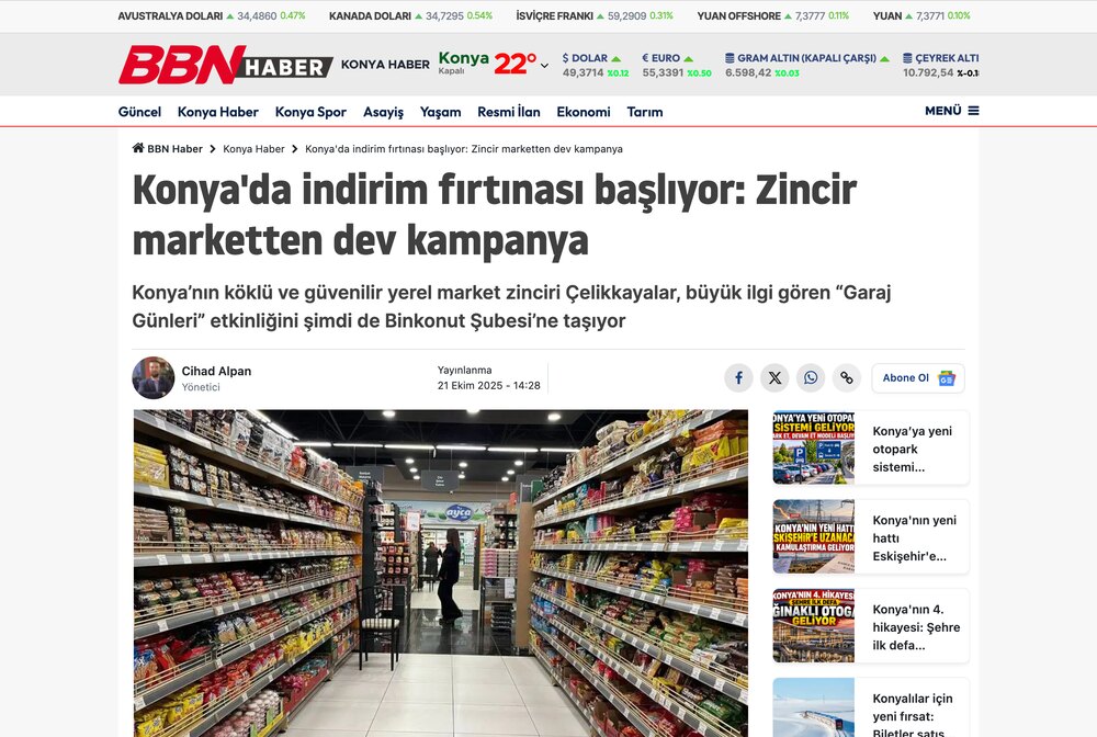 Konya'da İndirim Fırtınası: Zincir Marketten Dev Kampanya