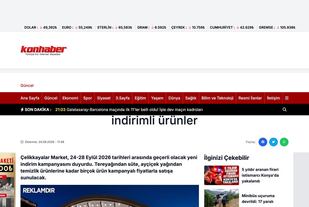 Çelikkayalar'da 24-28 Eylül Fırsatları! İşte İndirimli Ürünler