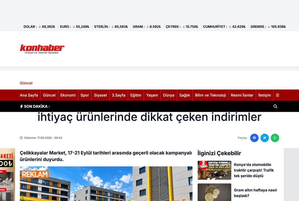 Çelikkayalar'da 17-21 Eylül Fırsatları! Temel İhtiyaç Ürünlerinde İndirimler