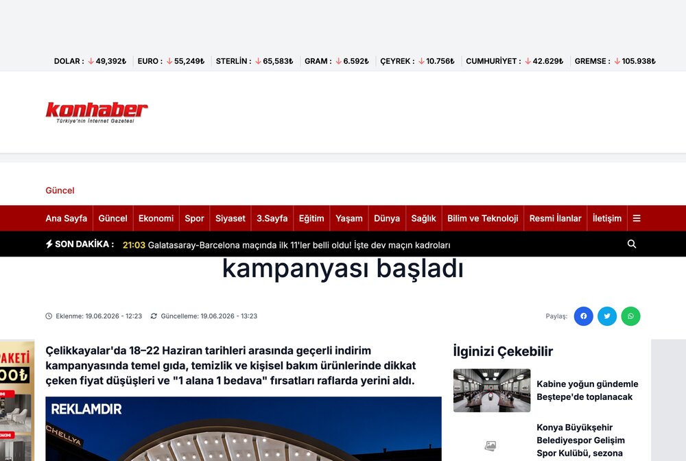 Çelikkayalar'da 18-22 Haziran İndirim Kampanyası Başladı