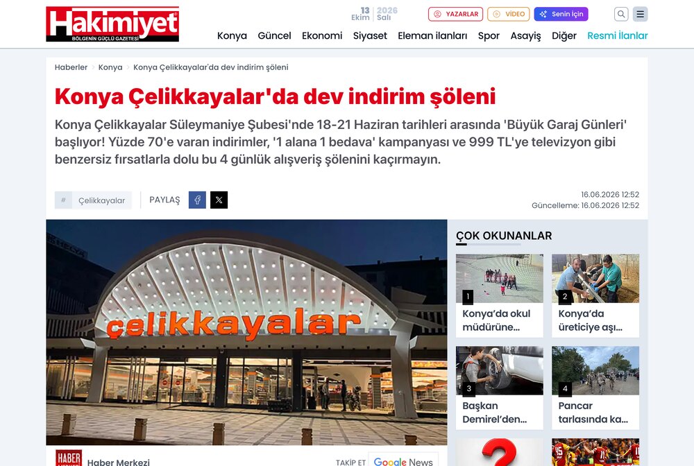 Konya Çelikkayalar'da Dev İndirim Şöleni