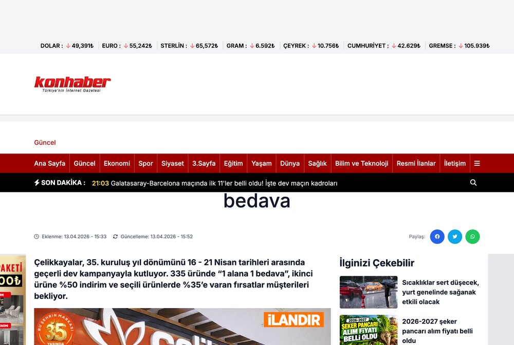 Konya'nın Markasından Dev Kampanya: 1 Alana 1 Bedava
