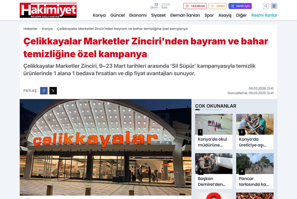 Çelikkayalar Marketler Zinciri'nden Bayram ve Bahar Temizliğine Özel Kampanya