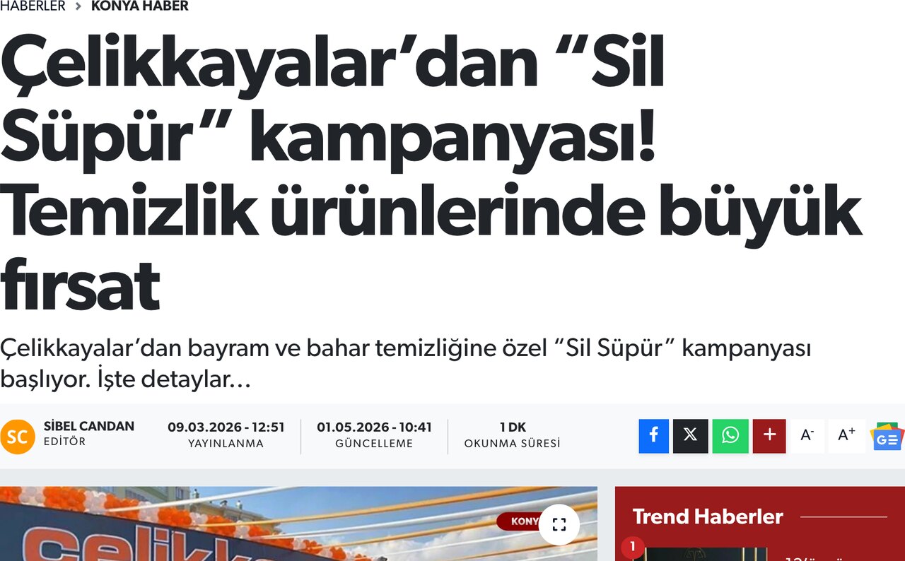 Çelikkayalar'dan Sil Süpür Kampanyası! Temizlik Ürünlerinde Büyük Fırsat