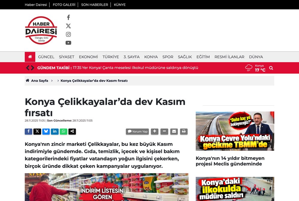 Konya Çelikkayalar'da Dev Kasım Fırsatı