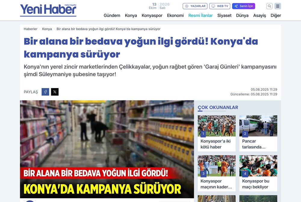Bir Alana Bir Bedava Yoğun İlgi Gördü! Konya'da Kampanya Sürüyor