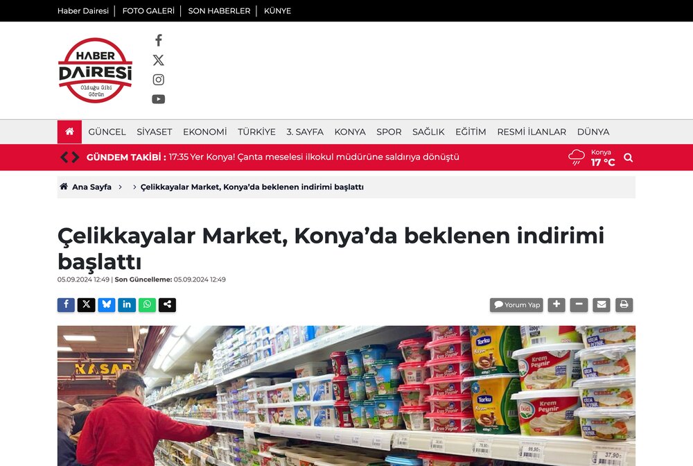 Çelikkayalar Market Konya'da Beklenen İndirimi Başlattı