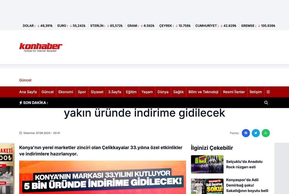 Konya'nın Markası 33. Yılını Kutluyor! 5 Bine Yakın Üründe İndirim